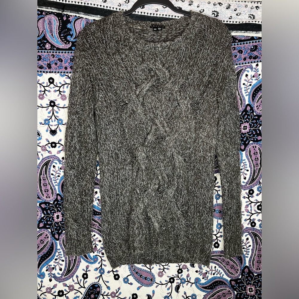 Theory speckled cable knit wool sweater